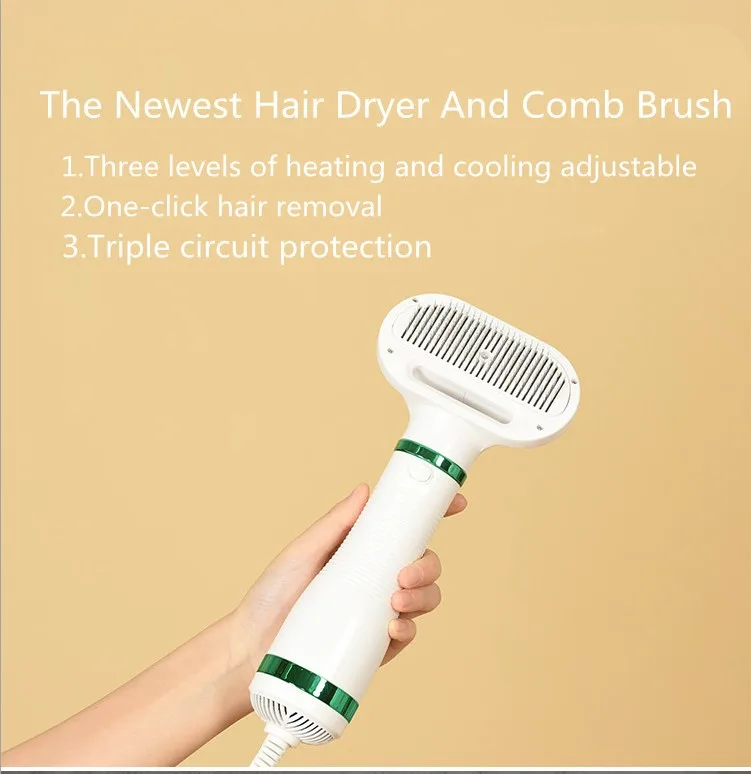 2-In-1 Portable Dog Dryer Dog Hair Dryer And Comb Brush Pet Grooming Cat Hair Comb Dog Fur Blower Low Noise