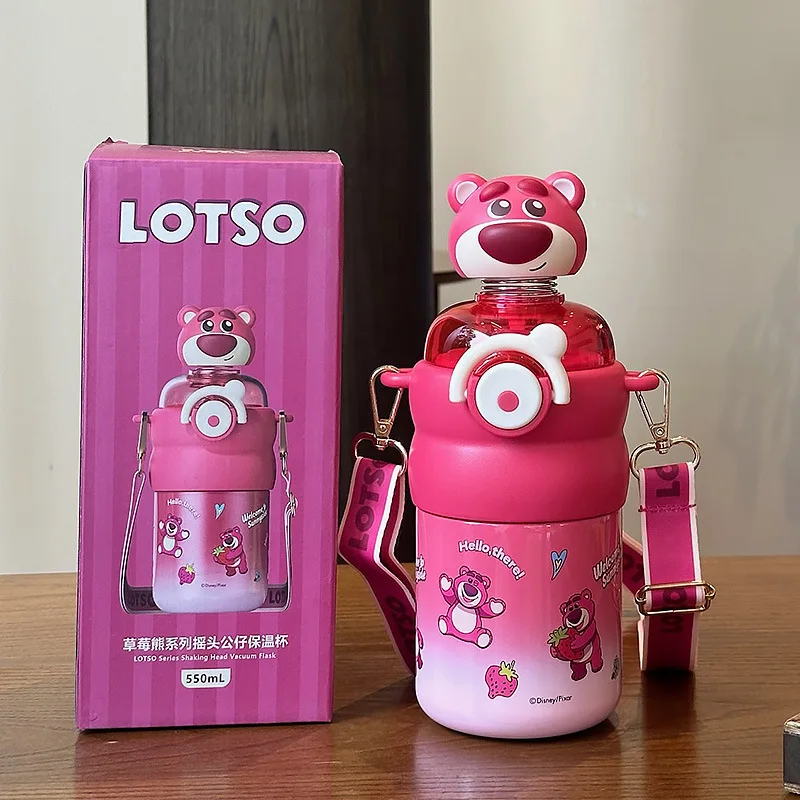 Disney Crazy Animal City Nuovo cartone animato Orso fragola Tazza calda per bambini Studente Paglia carina Tazza d'acqua in acciaio inossidabile 316 da 550 ml