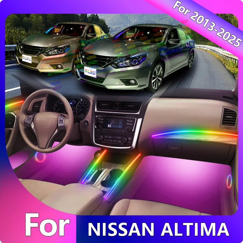 

FILIPLI For NISSAN ALTIMA For 2013-2025 Sound Activated 64 RGB Colour Car Interior Lights Music Sync Dynamic Atmosphere Lights