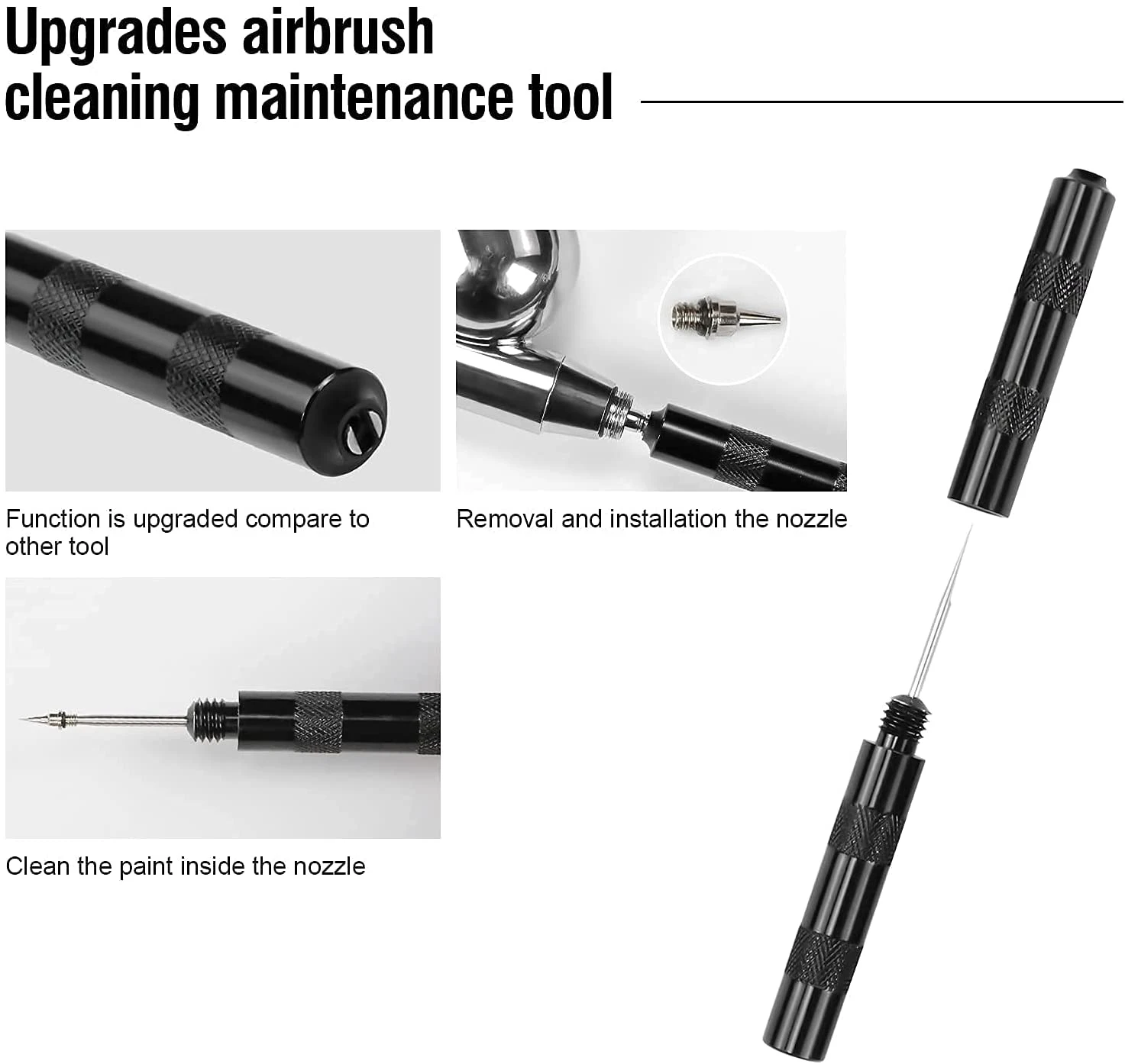 

Nasedal Airbrush Spray Gun Nozzle Cleaning Kit 3pcs/Set Nozzle Needle Brush Metal Scraper Repair Tool Airbrush Accessories