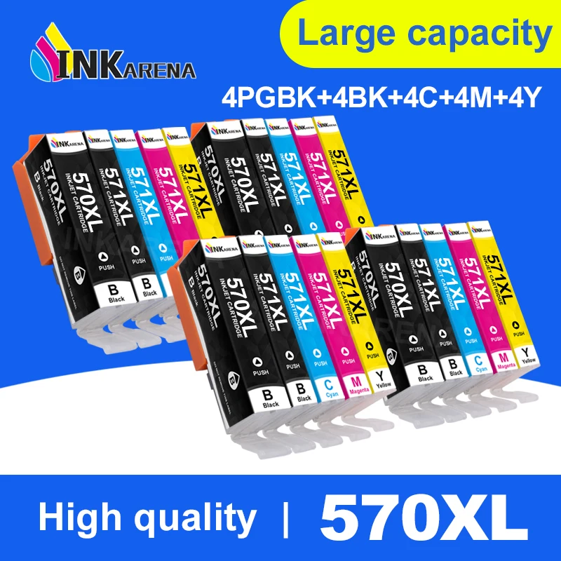 INKARENA 4Set Ink Cartridge PGI 570 CLI 571 PGI-570 XL CLI-571 XL For Canon Pixma TS6051 TS6052 TS5050 TS5051 TS5052 TS5053