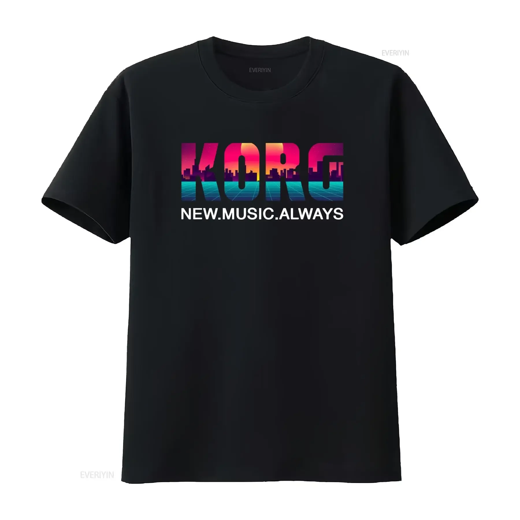 Korg Usa Vintage Music Synthesizer Logo T Shirt Retro 80S Inspired with New Always Slogan Plus Size Casual Round Neck vintage