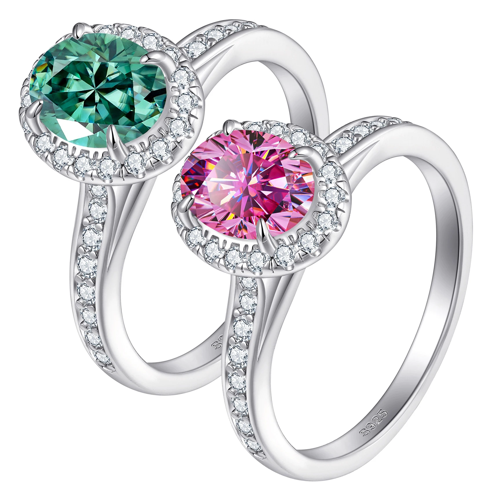 Real S925 Silver 1.0ct Moissanite Ring Thick S925 Silver Women Wide Ring Yellow Pink Green Jewelry Party Birthday Gift