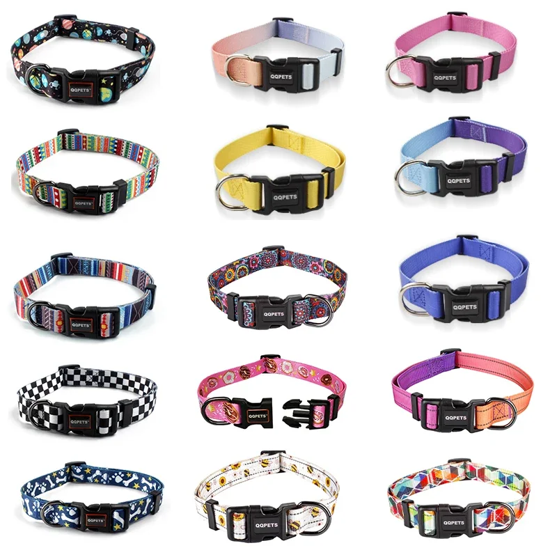 Detachable Nylon Floral Dog Collar With Padded Colorful Pet Supplies New Personalized Dog Reflective Strip Foreign Trade Puppy