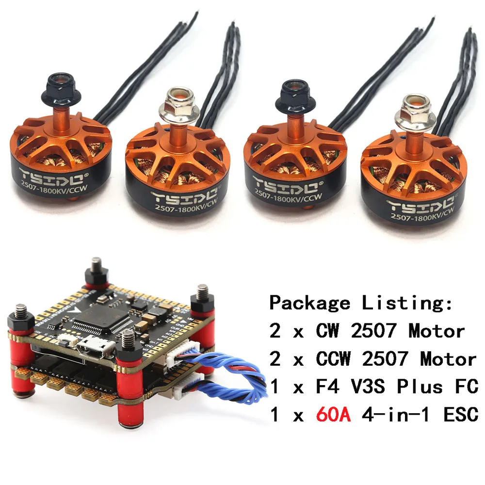 

Бесщеточный двигатель 2507 1800KV 3-6S F4 V3S Flight 40A 60A ESC для RC GEPRC 5 дюймов 250 220 Drone Eachine Tyro129 Darwin129 FPV Racing