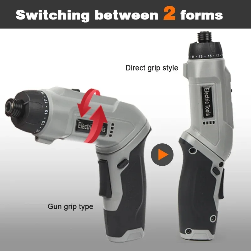 

Electric Cordless Screwdriver 7Nm Adjustable Torque Rechargeable Drill Set with LED Light Bits and Sockets DIY Tool Kit