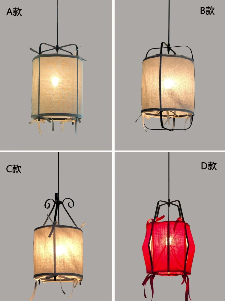 Handmade Woven Linen Craft Lantern Pendant Lamp Chinese Classical Restaurant Lighting Creative Kitchen Study Decor Hanging Lamps