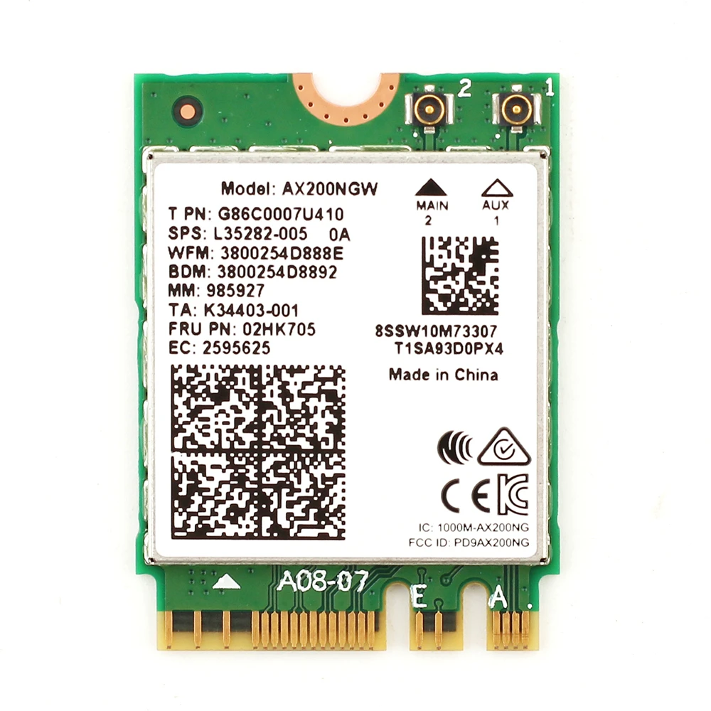 

3000 Мбит/с WiFi 6 Bluetooth 5,2 AX200 Двухдиапазонная 2,4G/5 ГГц беспроводная карта M.2 802.11ac/ax AX200NGW Wi-Fi адаптер