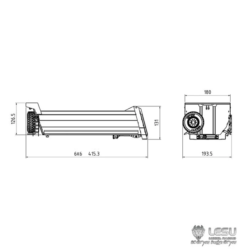 6x6 Metal Bucket Car Hopper LESU for RC 1/14 TAMIYA Dumper Truck DIY Model Car Scania Benz