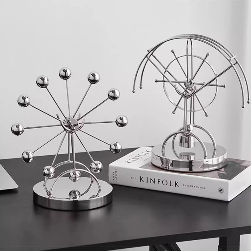 Newton's Cradle & Ferris Wheel Desk Toy with Surgical Stainless Steel Zen Office Decor for Stress Relief/Executive Gifts