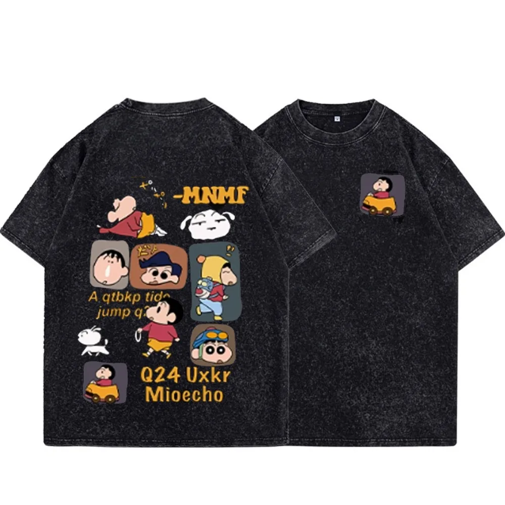 Anime Crayon Shin-chan Mitglieder Grafik T Shirts Mann Sommer Kleidung Kurzarm T frauen Übergroße Casual Gewaschen Gym tops
