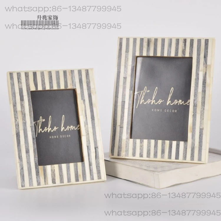 European Style American Indian Imported Teak Beef Bone Photo Frame Table Hoto Album Model House Villa Table Decoration