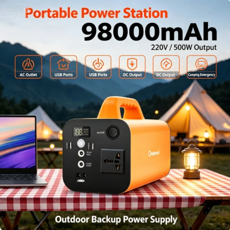 500W 220V 80000mAh Portable Power Station Generator Lifepo4 Battery Outdoor Camping Charger Emergency Power Bank AC DC Output