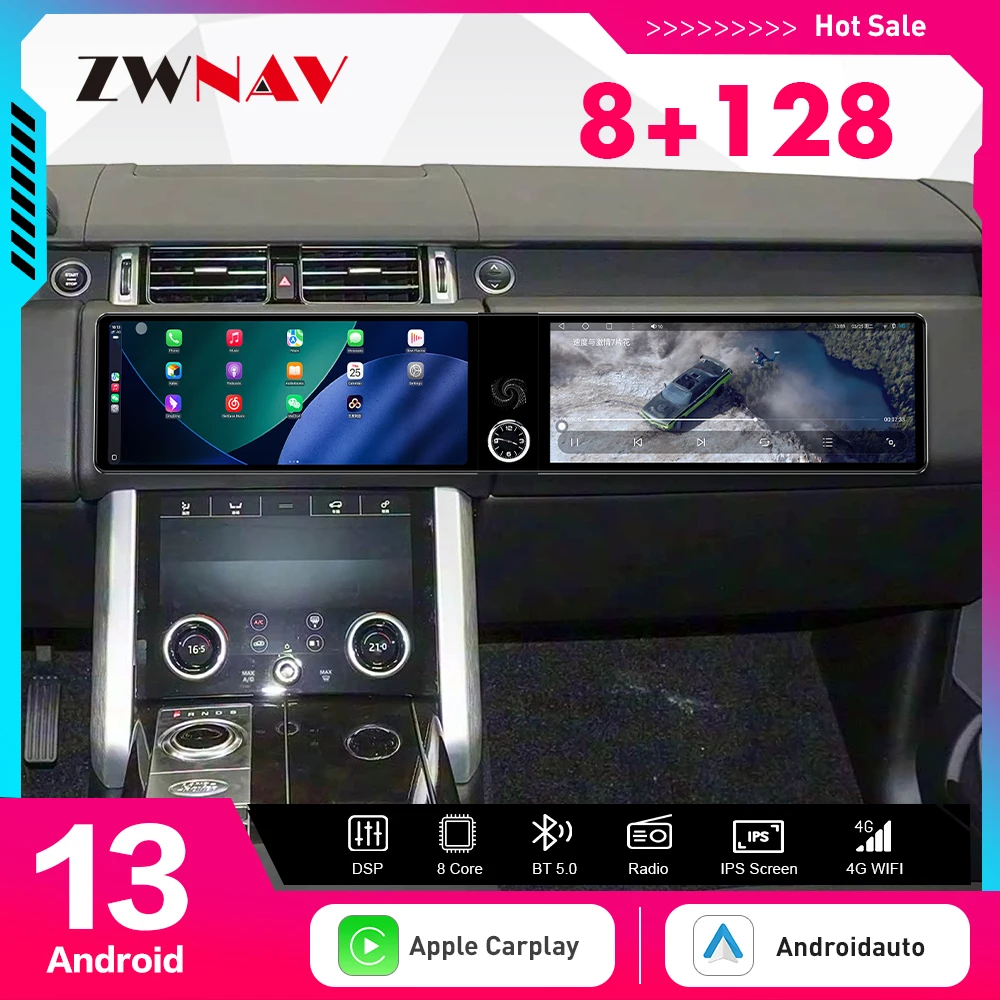 Dual Screen 12.3 Qualcomm For Land Rover Range Rover Executive 2018-2022 Android13 Car Radio Multimedia Player GPS Navigation
