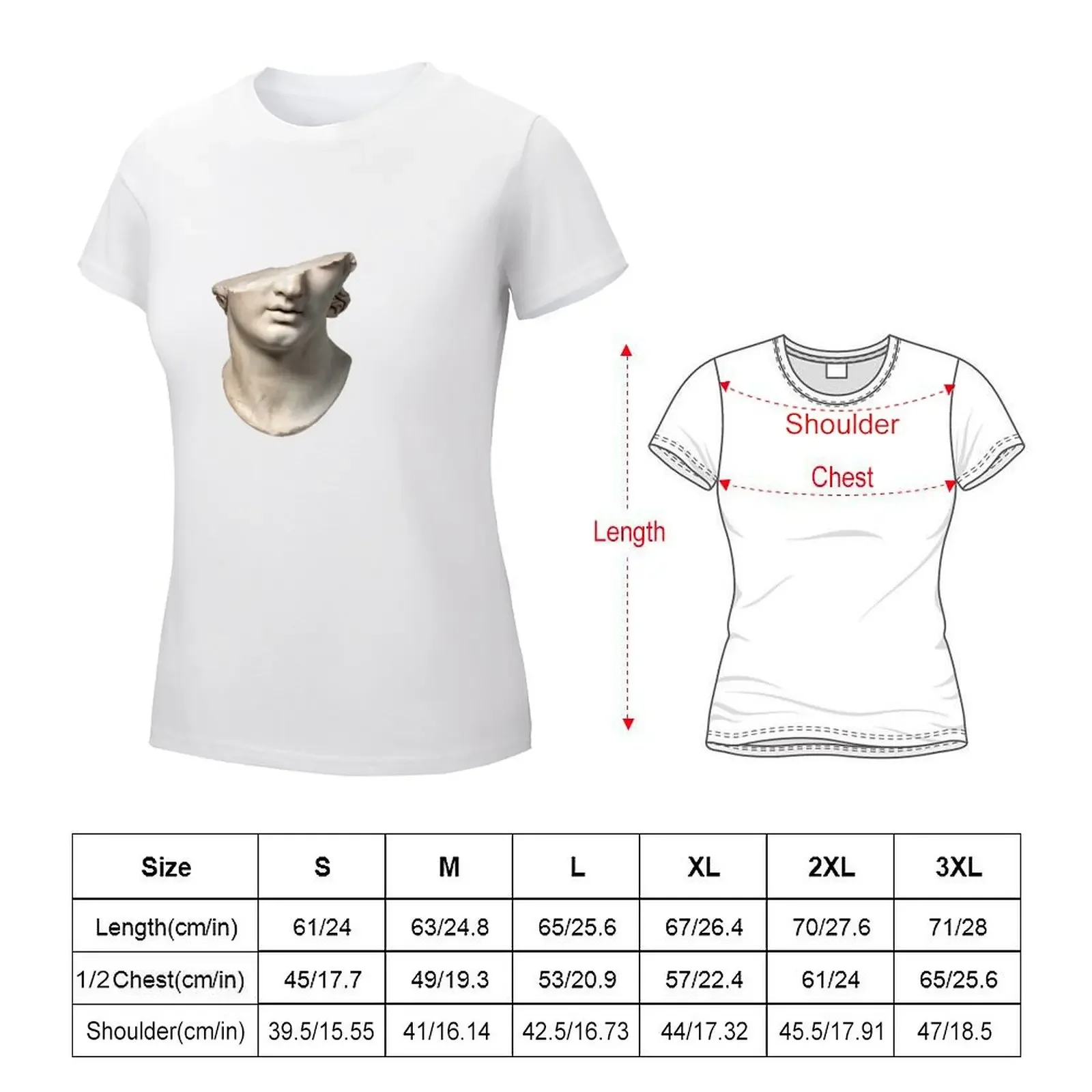 Broken Greek Head Statue T-shirt anime clothes Female clothing summer blouses woman 2024