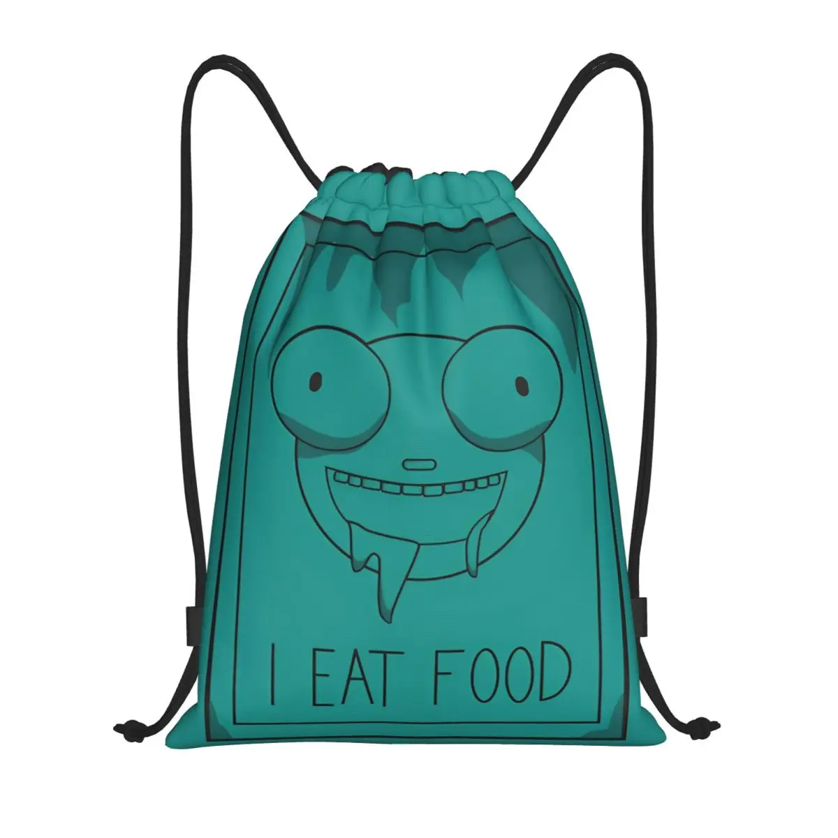 

I EAT FOOD Invader Zim Funny Drawstring Backpack Sports Gym Sackpack String Bag for Working Out