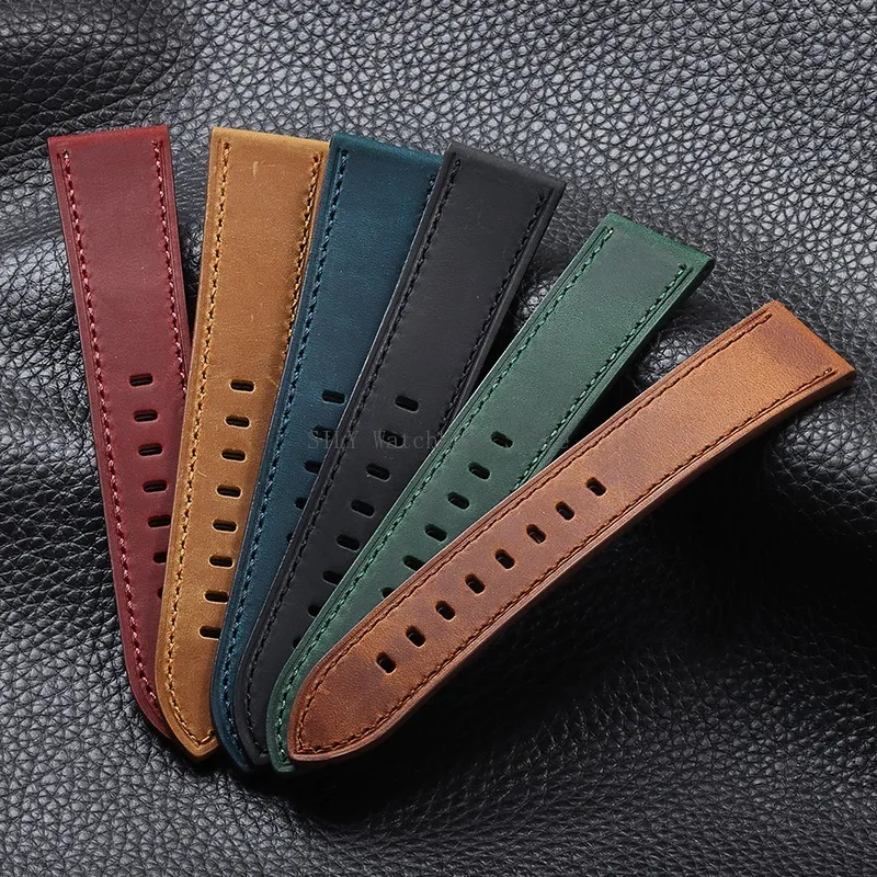 Men Women Business Wristbelt 18mm 20mm 22mm 24mm Vintage Retro Strap Genuine Leather WatchBand Soft Crazy Horse Frosted Bracelet