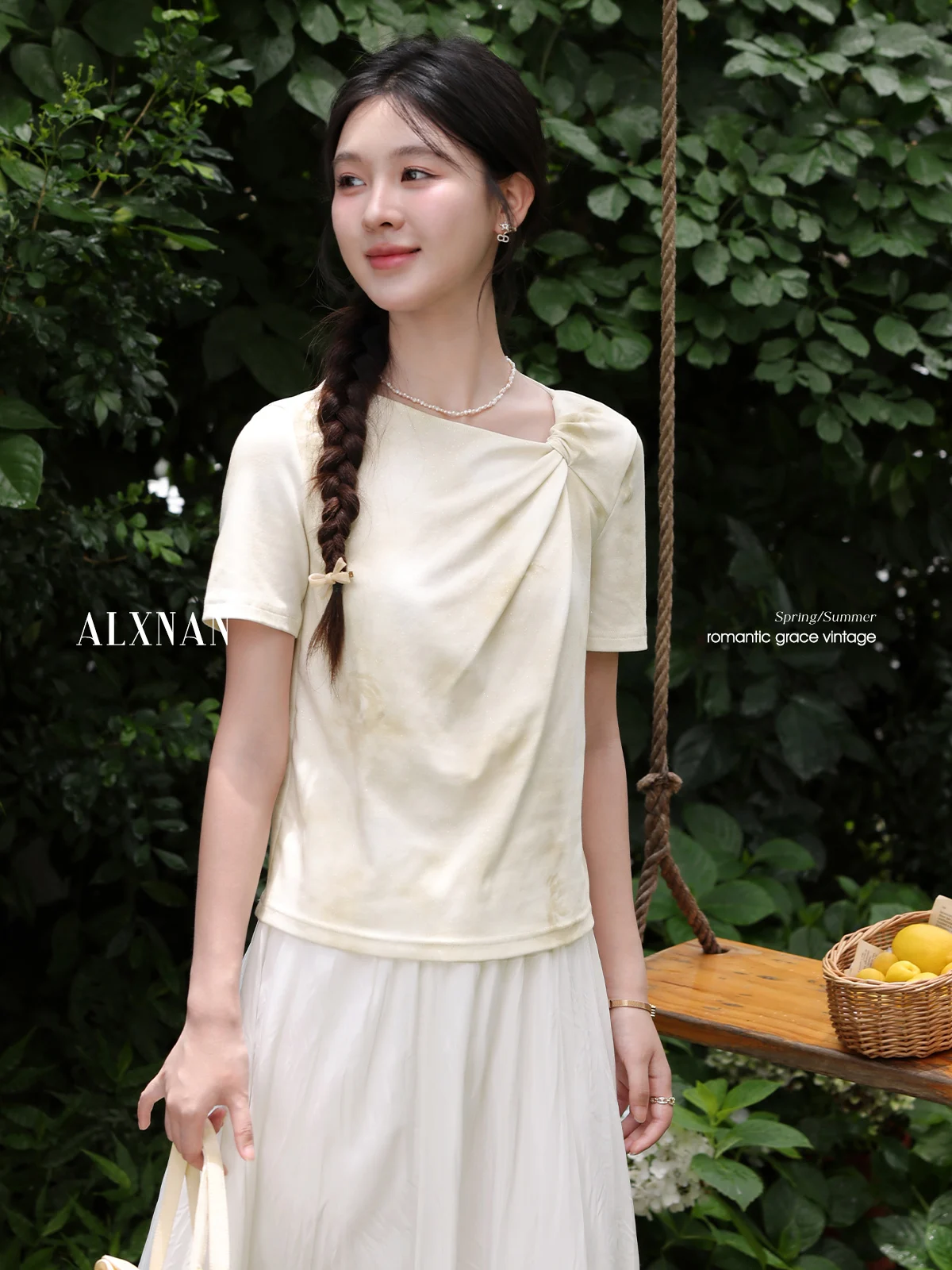 Faionable ort Sve T-shirt van Lu Xiang Nan Lemon Soda Design Geel Adient Kleur Zomer Nieuwe Sle Dames Loose Fit Top