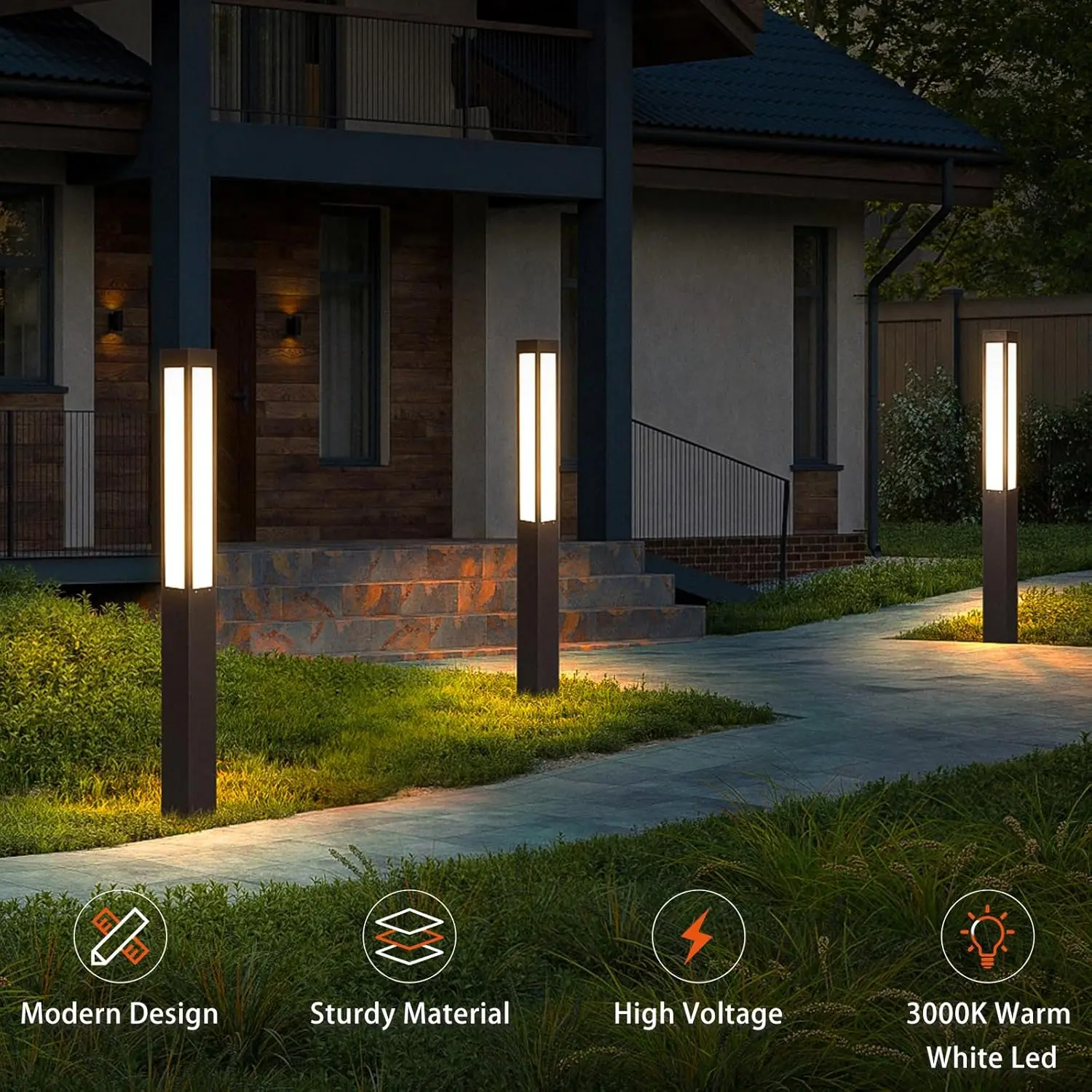 Pathway Lights, Landscape Path Light 71 Inches Outdoor Floor Lamp Modern Bollard Lighting High Voltage Walkway Driveway Light