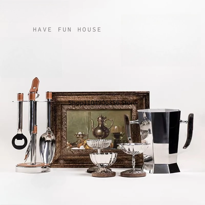 

for stainless steel ice bucket, dessert cup, bottle opener, model room, restaurant, living room, coffee theme accessories