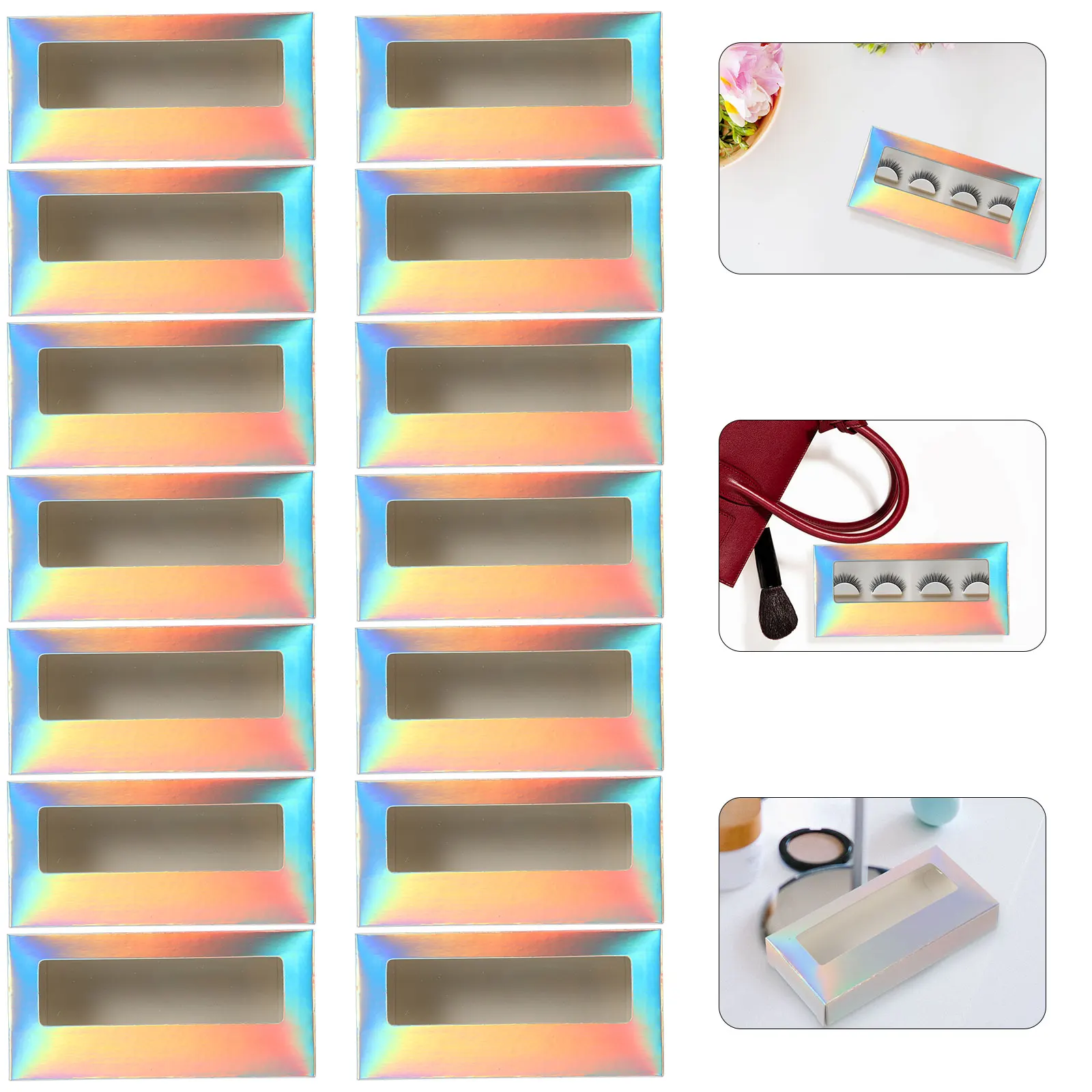 

20pcs Eyelash Storage Box False ganizer Empty Holder Paper Clear Color Lightweight Portable Glitter Lash Case Sealed Design