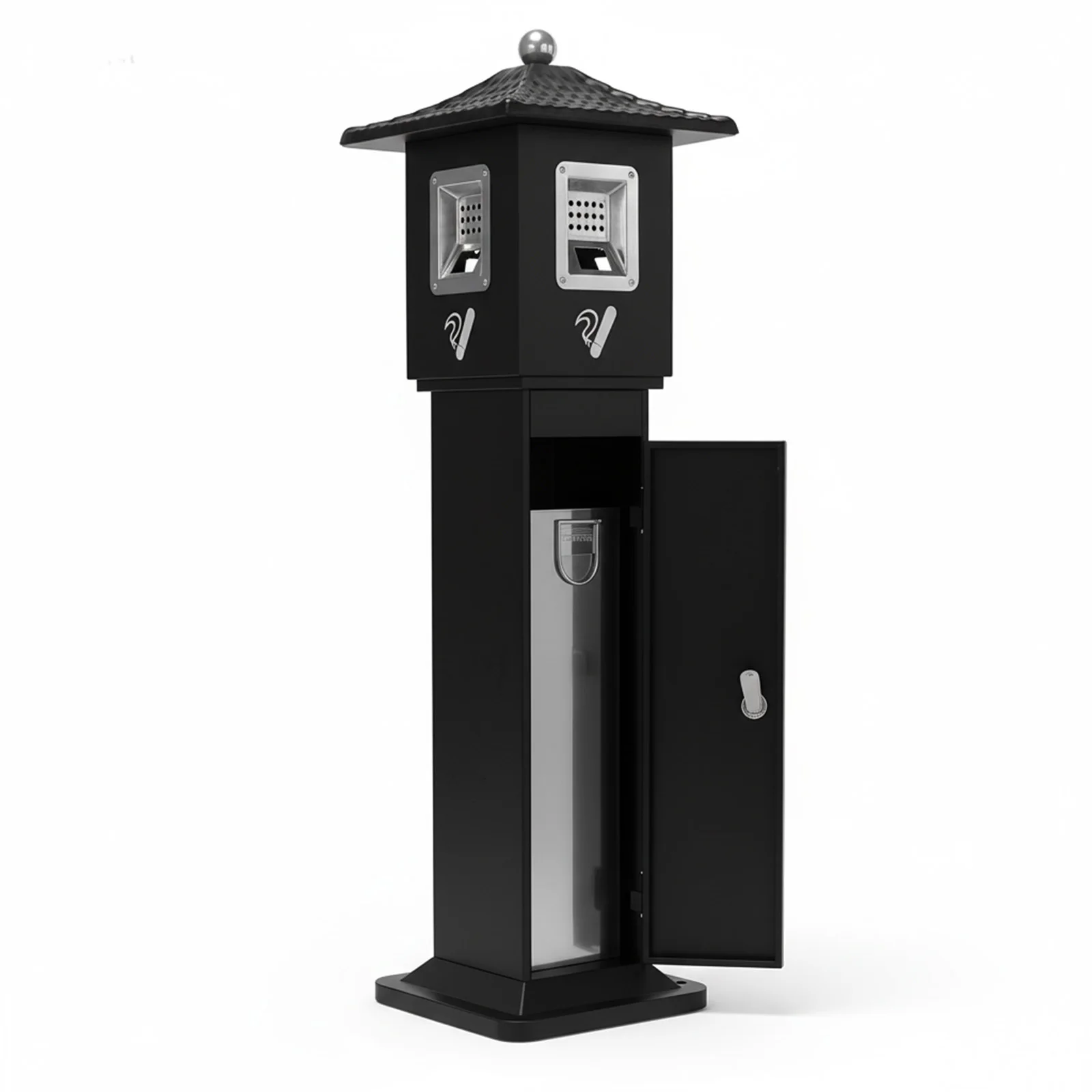 

Напольный контейнер для окурков, цельнометаллическая конструкция, из нержавеющей стали, легко чистится, подходит для входа в магазин.