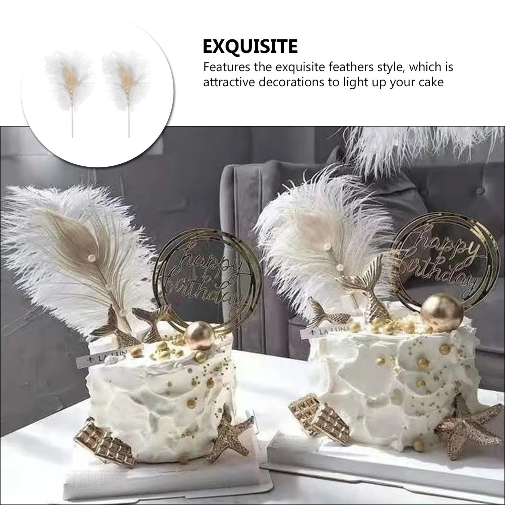 

2Pcs Cake Decor Delicate Birthday Cake Topper Baking DIY Inserted Dessert Decorating Charm Baking DIY Decor