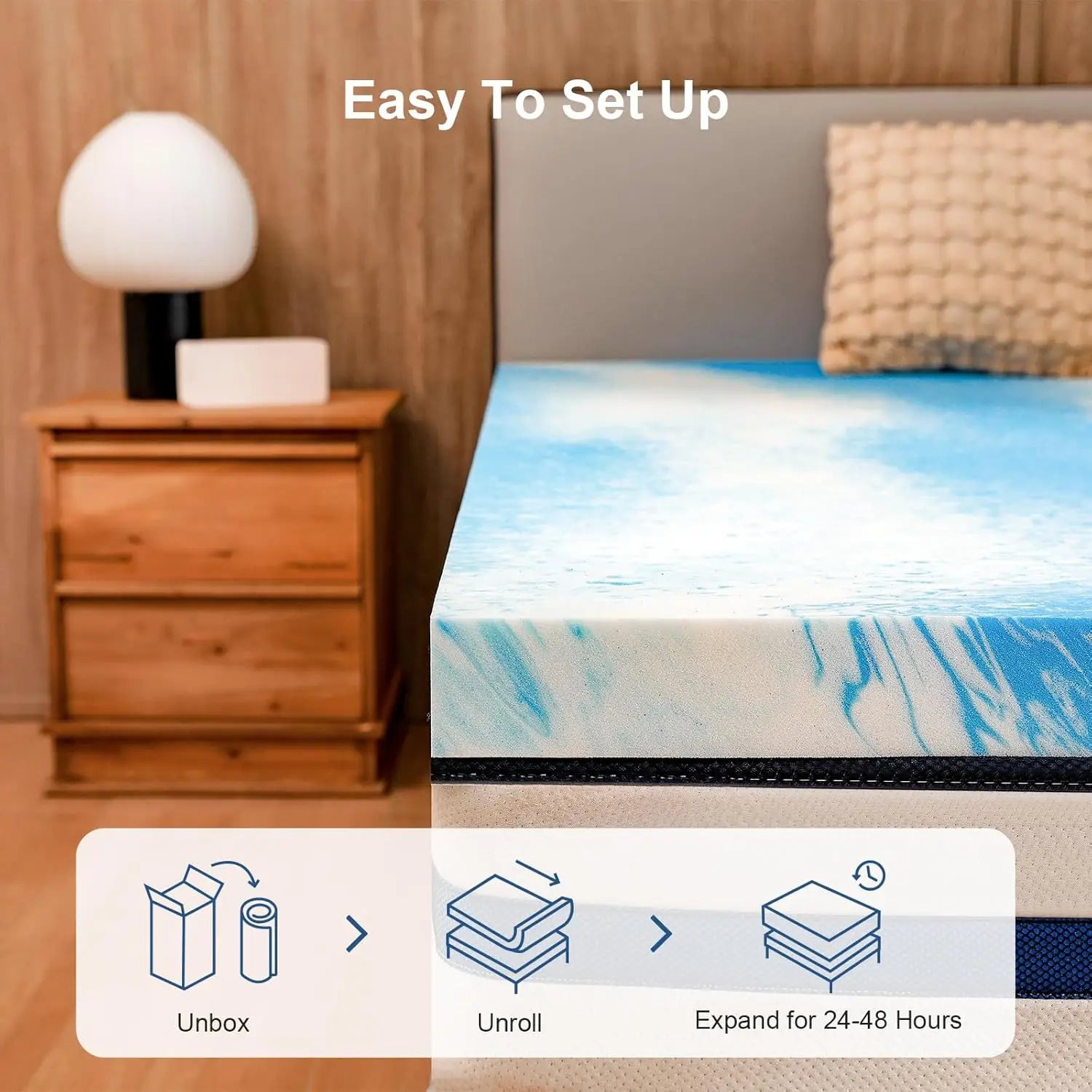مرتبة علوية من إسفنج الذاكرة مقاس 4 بوصات، وسادة سرير جل تبريد للمركبات الترفيهية وأريكة التخييم والنوم، شهادة قابلة للتنفس-US #4
