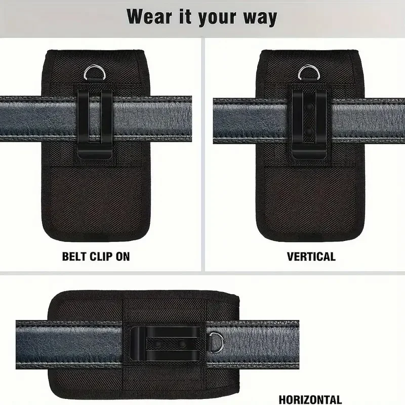 Universal Waist Phone Bag Under 7.5 Inch Nylon Dual Pocket Cell Phone Belt Pouch Case Men's Outdoor for Iphone 16 15 Samsung S23 image 6