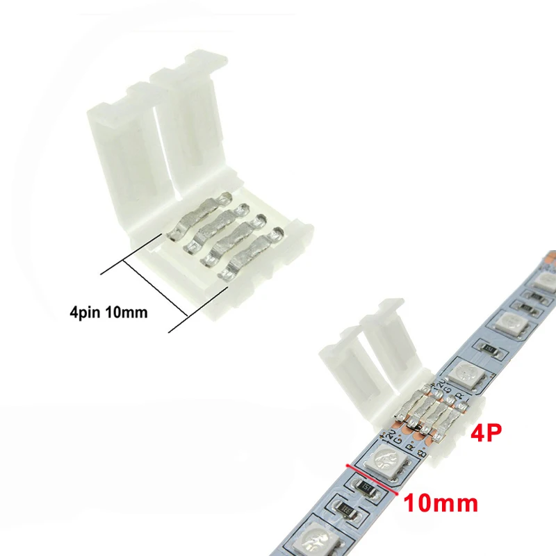 5Pcs/Lot LED Connector 2Pin 3Pin 4Pin Solderless For 8mm 10mm 5050 3528 ws2811 ws2812b 5630 5730 Smd LED Strip