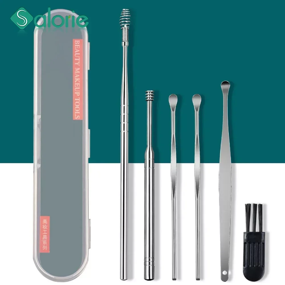 6pcs/set Spiral Ear Cleaner Wax Removal Tool Earpick Sticks Earwax Remover Curette Ear Pick Cleaning Ear Cleanser Spoon Ear Care