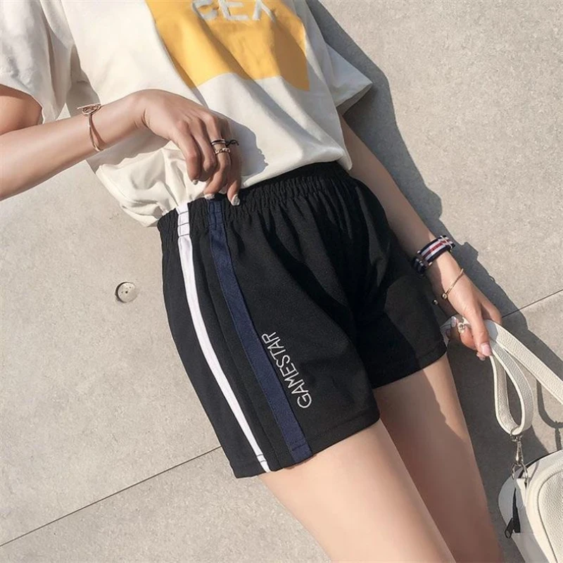 شورت غير رسمي موضة الصيف النسائية موضة السراويل واسعة الساق عالية الخصر التخسيس السراويل الرياضية الساخنة السراويل Y2K اليومية ايمو #6