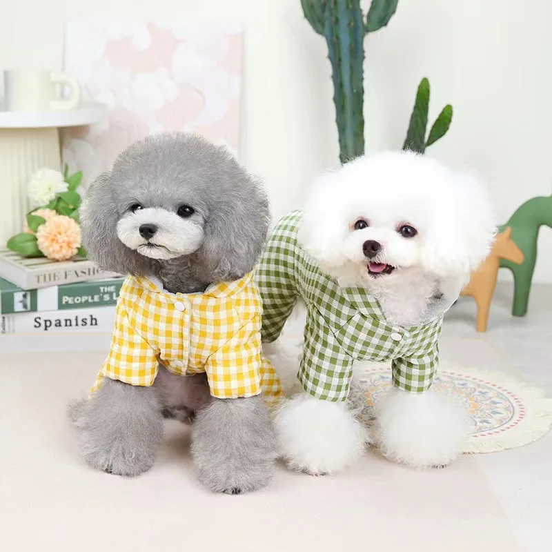 

New Pet Costume Comfortable Pet Autumn and Winter Four Legged Cotton Jacket With Prints Warm and Comfortable Cat Apparel