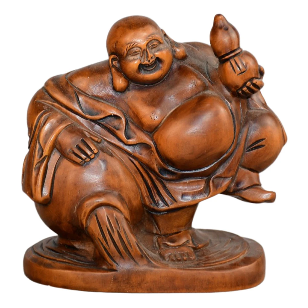 Figurine sculptée en bois Vintage, bouddha riant, joie chinoise, Fortune, bénédiction, joie, grâce, Merriment, sérénité