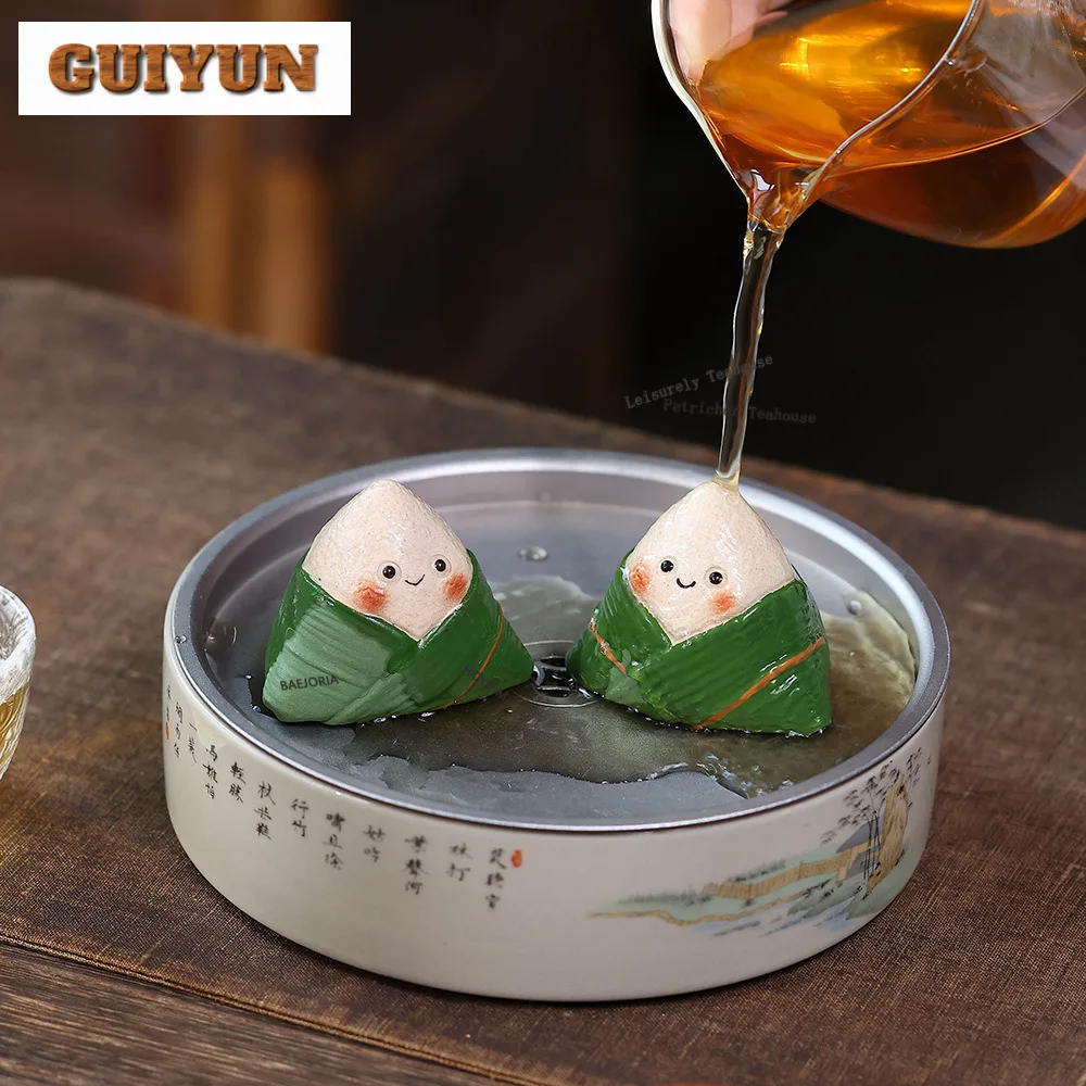 Yixing Purple Clay Cute Champion Zongzi Tea Pet Antique Tea Games Tea Figurine Play Toys Tea Statue Ornaments Cafes Workmanship