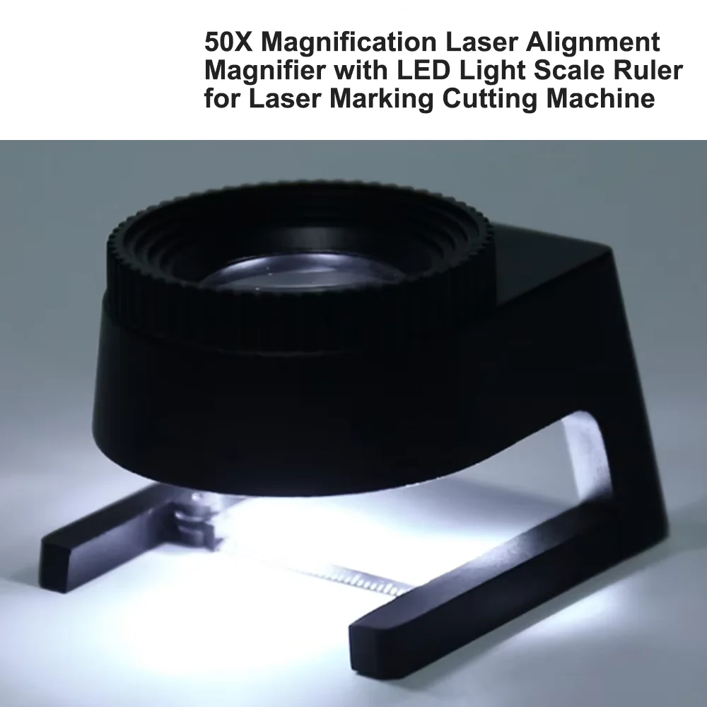 Laser Alignment Magnifier 50X with LED Light Scale Ruler for Laser Spot Observation on Marking Cutting Machine
