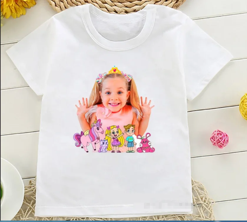 

2024 Girls T-Shirt Cute The Kids Diana And Roma Show Print Summer Fashion Girls Clothes Short - Sleeved T-ShirtTops