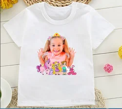 2024  Girls T-Shirt Cute The Kids Diana And Roma Show Print Summer Fashion Girls Clothes Short - Sleeved T-ShirtTops