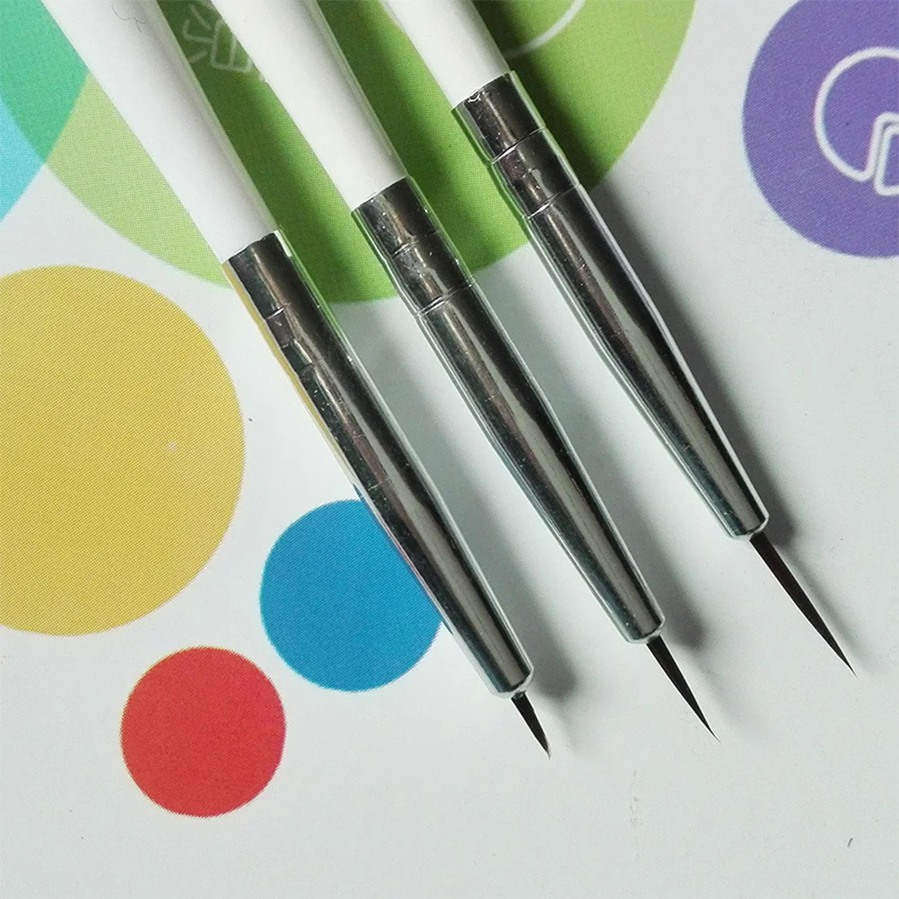 3 Stück Nagelkunst-Stifte, lichtbeständig, weich, dünn, polnisches Pinsel-Werkzeug für schöne 3D-Designs, weißer Punktier-Malstift