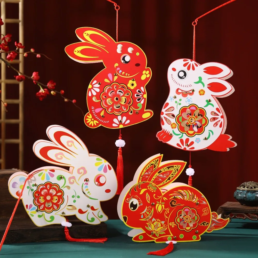 

Cartoon Mid-Autumn Festival Lantern Luminous Style Antique Rabbit Flower Lantern Ancient Traditional