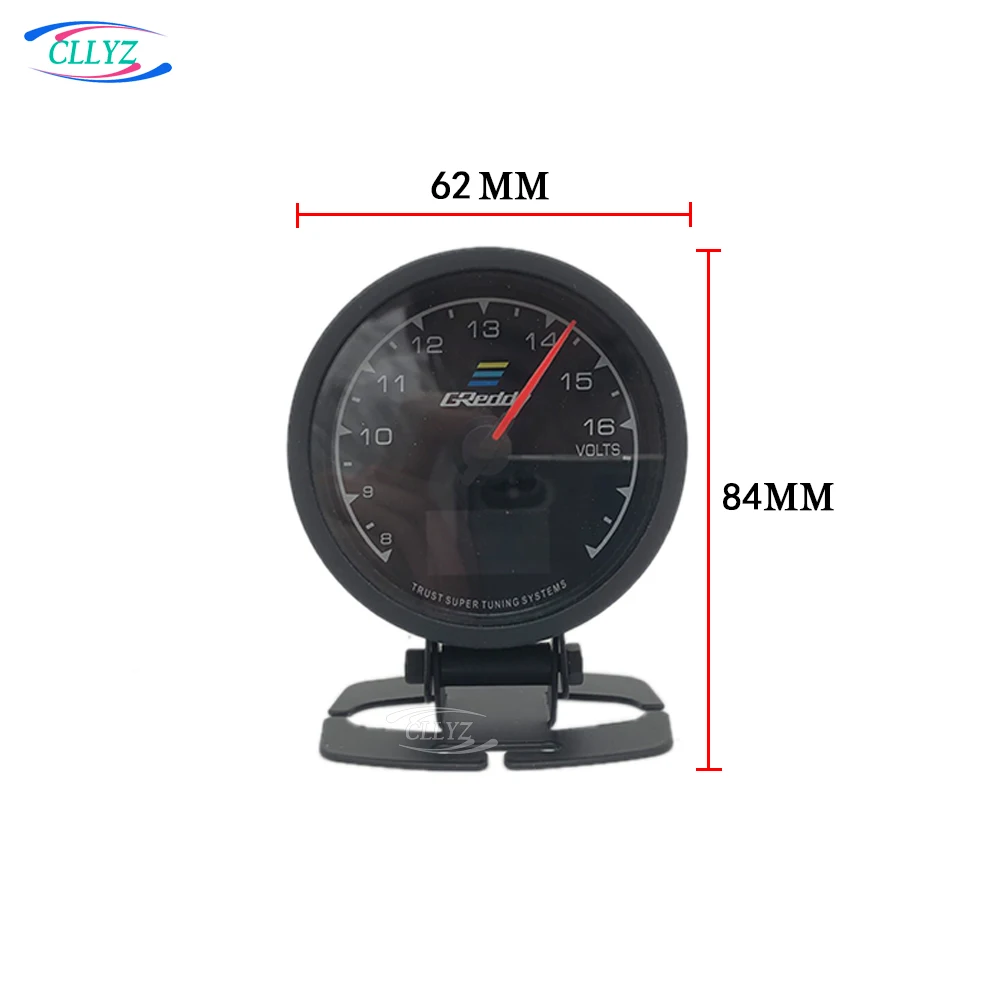 GR**di 7-Color LED Digital Display Racing Instrument 2.5 Inch/62MM Water Temperature Turbo Oil Temperature Oil Pressure Gauge