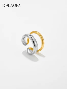 Dplaopa 925 prata esterlina ouro dupla cor chapeamento anel redimensionável ajustável feminino nova tendência de luxo jóias finas presente