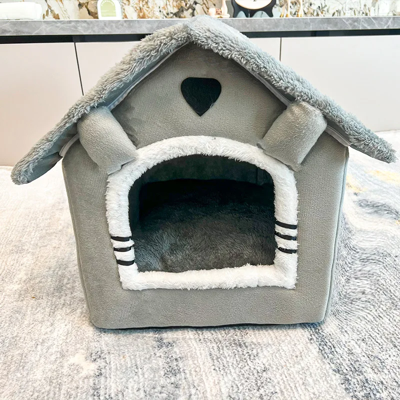 Generic Pet House Warm Cat Bed Winter Dog Bed Foldable Soft Plush Nest For Small Pets Indoor All Season Use