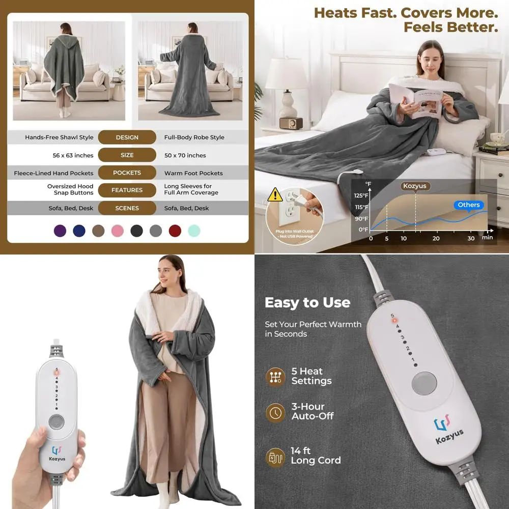 

Электрическое одеяло с подогревом для ног и рук, 5 режимов, автоматическое отключение, моющееся, унисекс, 50x70