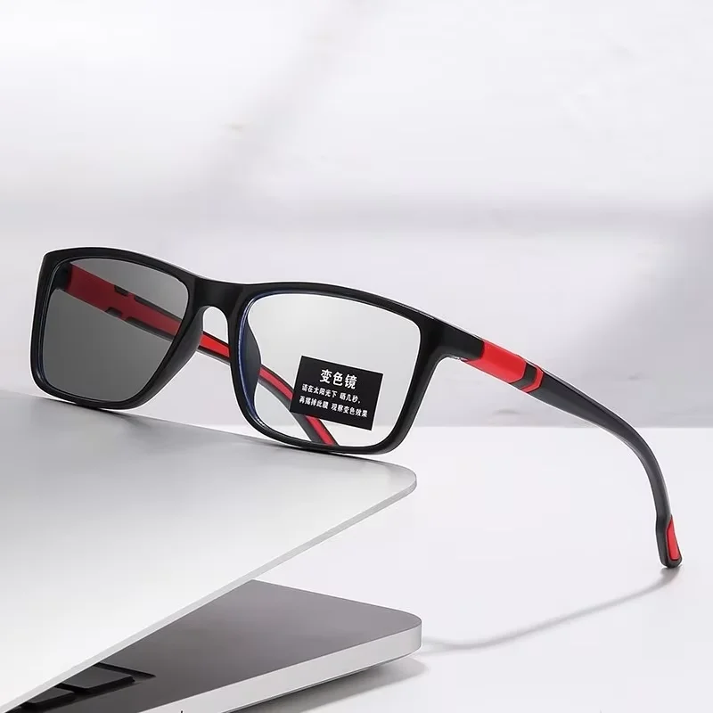 +0.5 +0.75 Photochromic Ultra Light Anti Blue Light Reading Glasses Hot Selling Item Rectangular Business/Sports/Cycling Glasses