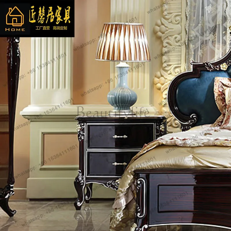 D25European neoclassical bedroom furniture model room neoclassical leather art buckle 1.8 meters wedding bed