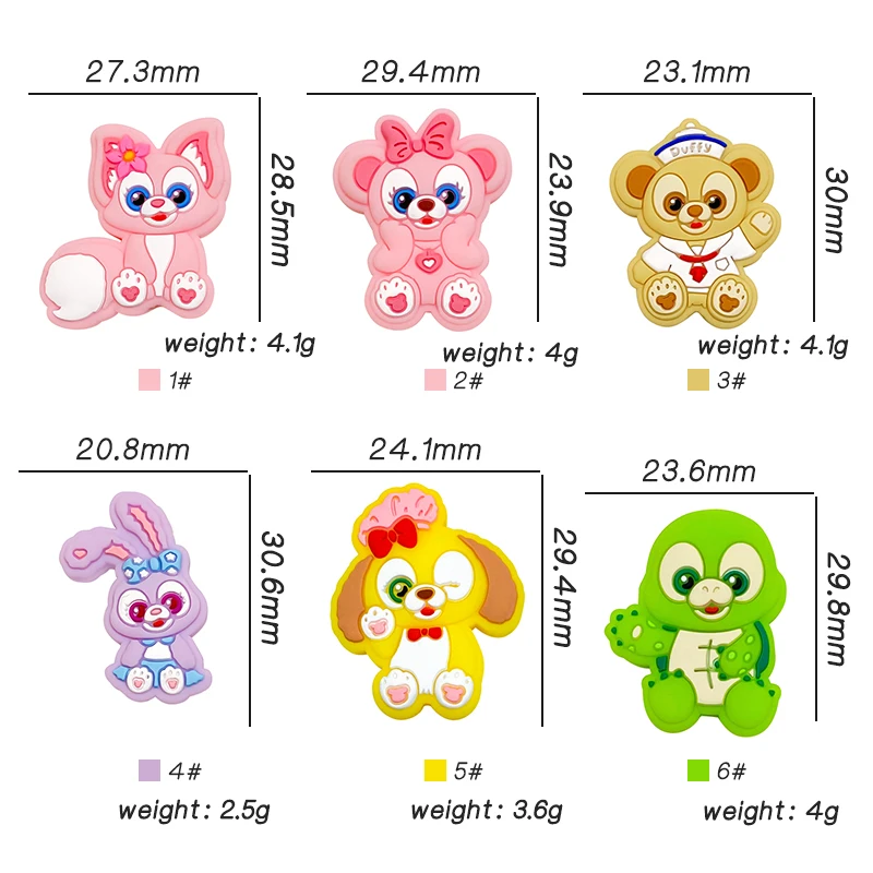 5 قطعة طفل جديد سيليكون ديزني الدب الكرتون الخرز الطفل العناية بالفم الغذاء الصف DIY الحلمة قلادة ملحقات لعبة الطفل #6