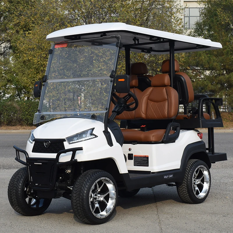 4 Seater Electric Golf Cart with Independent Suspension Four Wheel Disc Brakes Lifted Hunting Utility Vehicle