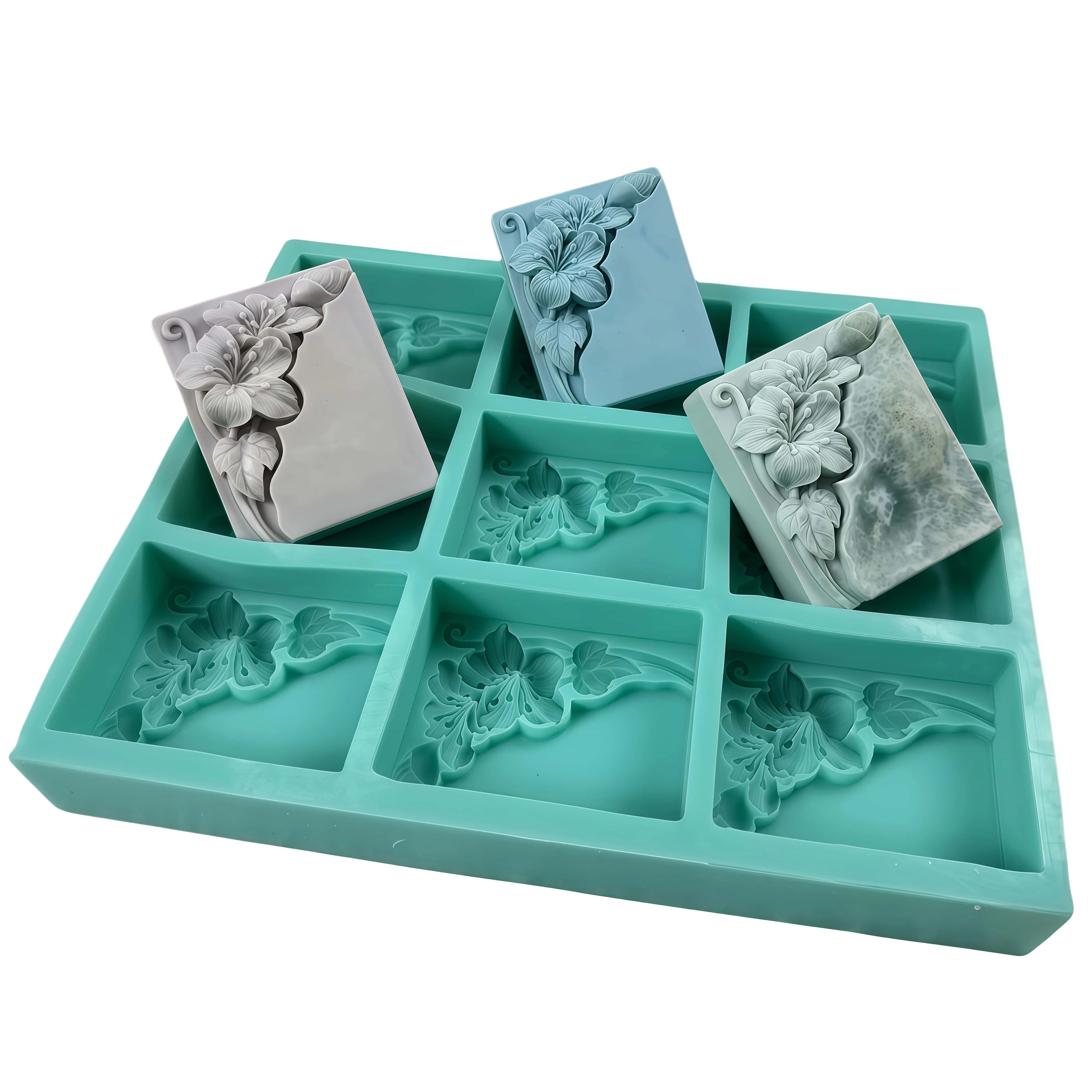 

9-полая форма для мыла с цветком Tung, цветочные силиконовые формы для изготовления натурального мыла