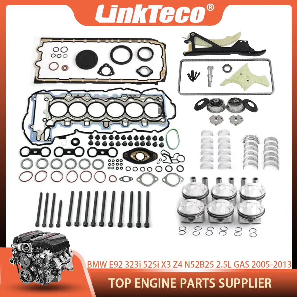 

Head Gasket Set Timing Chain Kit Piston Bolt For BMW E60 E61 E83 E85 E91 E92 323i 323Xi 325Xi 523i X3 Z4 N52B25 2.5L GAS 05-13